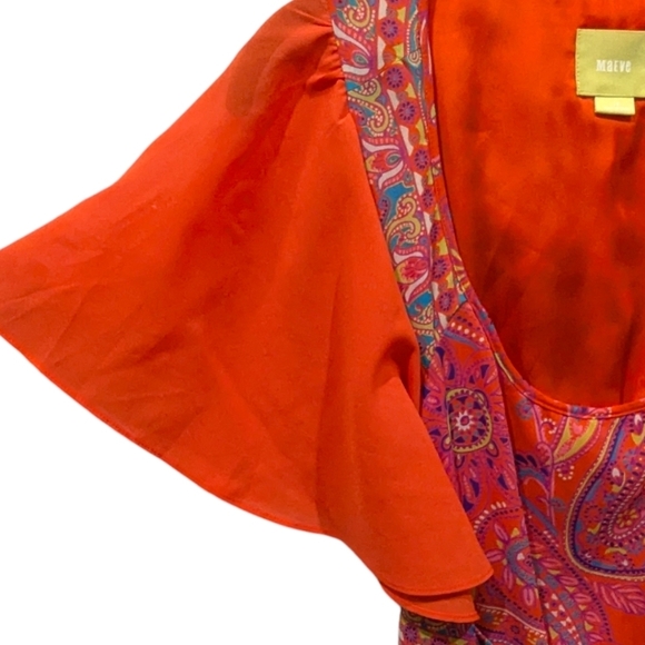 Anthro Maeve Blushed Paisley Chiffon Cape Maxi Dress (12) - Picture 6 of 8